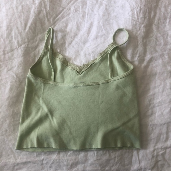 Brandy Melville Green Lace Trim Tank Top - Picture 2 of 3